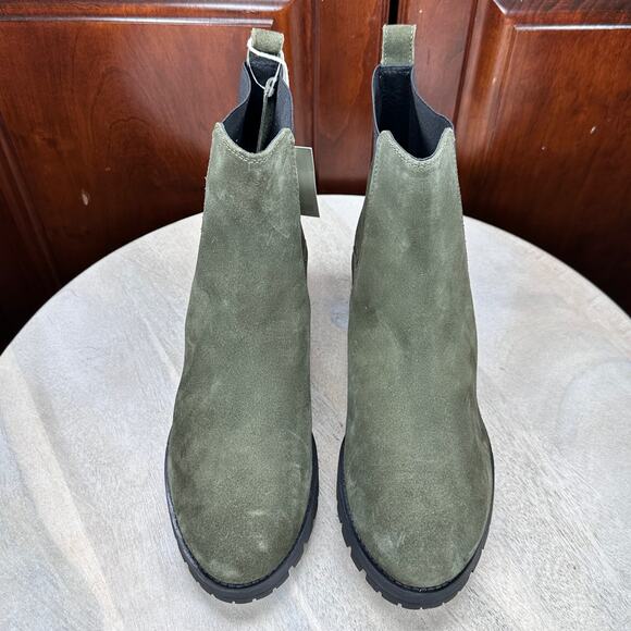 Joie Womens Chelsea Boots Size 10 Olive Green Pull On Suede Lug Ankle Boots New - Picture 1 of 15